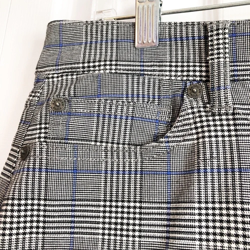 American Eagle Preppy Gray Plaid Super Stretch Hi-Rise Mini Skirt 8